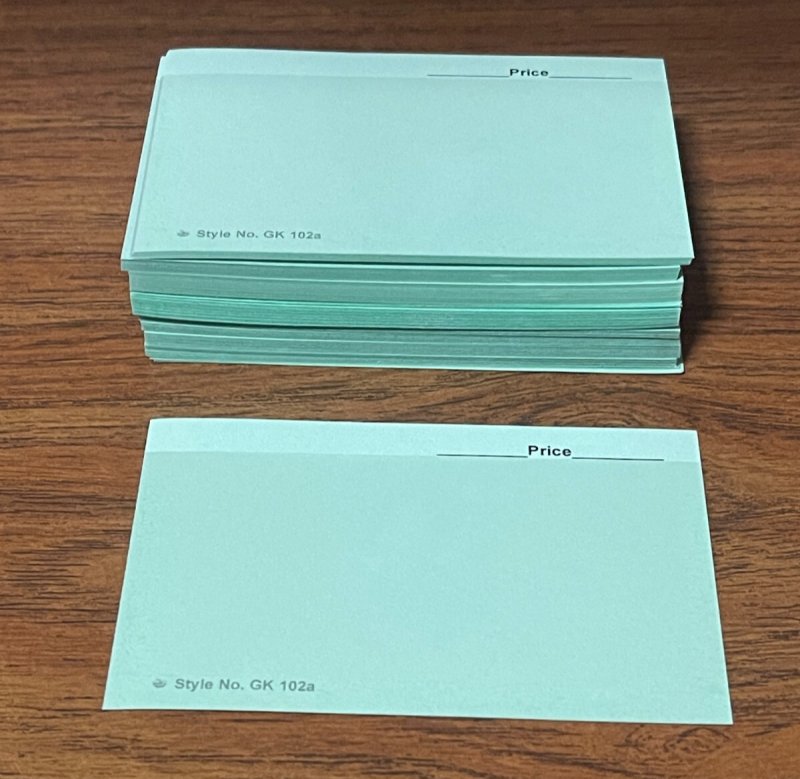 GREEN Pack of 100 Count G&K 102BK Dealer Stamp Collector Stock Cards