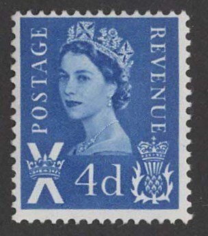 Great Britain-Scotland # 8 QE II  4p BLUE   Unwatermarked  (1) Mint NH