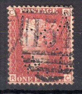 PENNY RED PLATE 193 WITH 'E A W G' (?) PERFIN