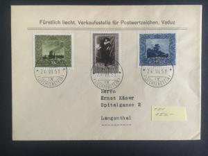 1951 Vaduz Lichtenstein First Day cover to Langenthal # B19-B21 Complete Set