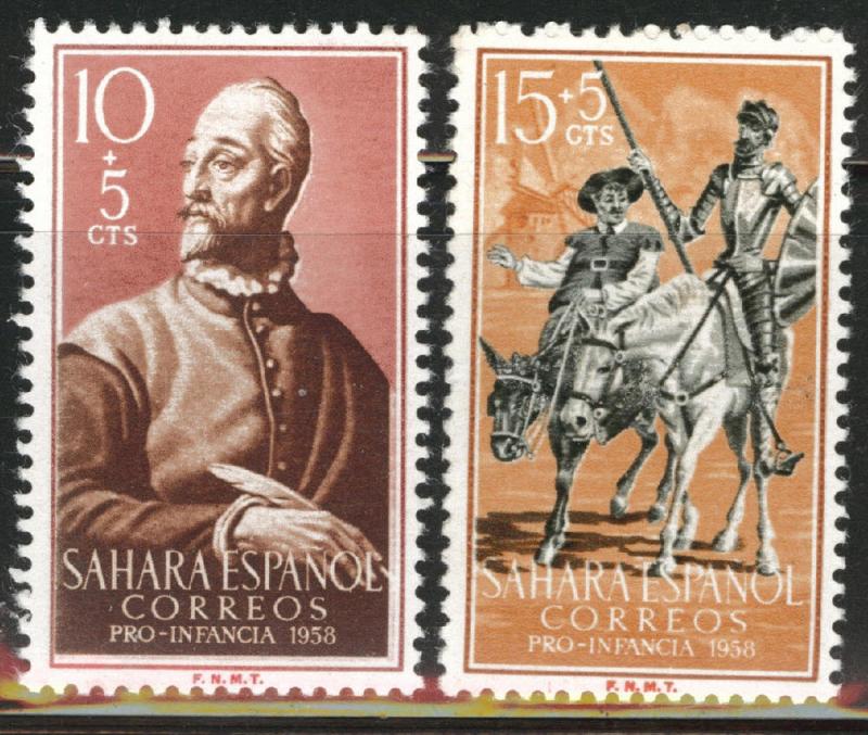 SPANISH SAHARA Scott B48-49 MH* 1958 Cervantes semi-postals