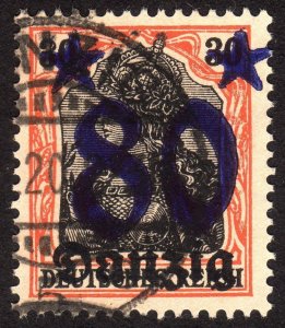 1920, Danzig, 80pfg, Used, Sc 23