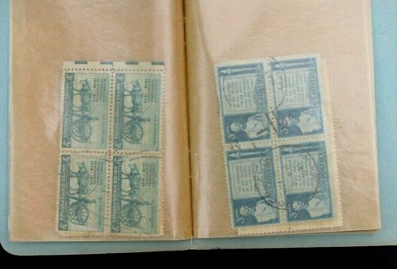 US Stamp Collection Blocks Used 40 Blocks (166 Stamps) in Vintage Block File