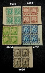 Scott Stamp # 692-696 MLH, OG. Free USPS 1st Class Shipping. Total SCV $116.50