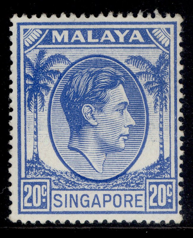 SINGAPORE GVI SG9, 20c bright blue, M MINT. Cat £13. 