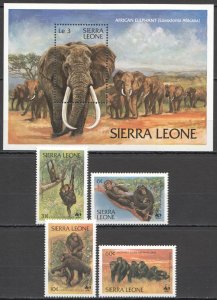 B0296 Sierra Leone Fauna Wwf Endangered Animals #713-7 Michel 19 Eu Set+Bl Mnh