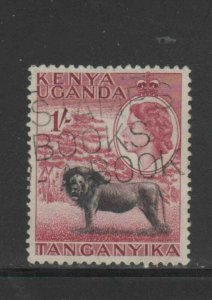 KENYA,UGANDA&TANZANIA #112    1954 1sh  QEII & LION      F-VF USED