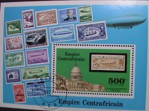 ​CENTRAL AFRICA-1977  ZEPPELIN- STMPS ON STAMPS -CTO S/S-VERY FINE