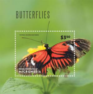 Micronesia 2014 - Butterflies on Stamps - souvenir sheet MNH