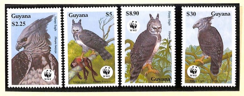Guyana WWF World Wild Fund for Nature MNH stamps Harpy eagle birds of prey