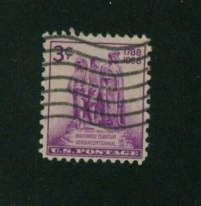 US 1938 3c bright rose purple Northwest Territory, Scott 837 used, Value = 25c