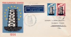 Netherlands  1956 Europa (2) on Clean First Day Cover