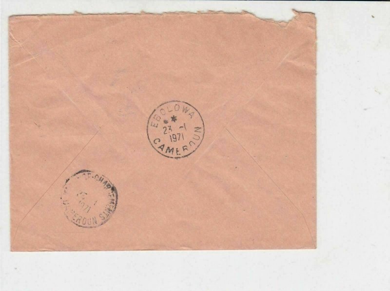 cameroun 1971 flowers airmail stamps cover ref 20452