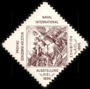 1896 Germany Poster Stamp International Naval Exhibition Kiel Schleswig-Holstein