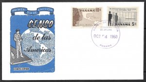 PANAMA 1960 CENSUS Airmail Set Sc C238-C239 on Cachet U/A FDC