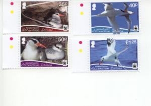 2011 Ascension Island WWF Red Billed Tropicbird (1034-37) 