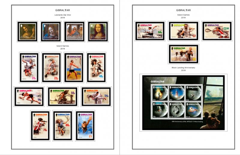 COLOR PRINTED GIBRALTAR 2011-2020 STAMP ALBUM PAGES (71 illustrated pages)