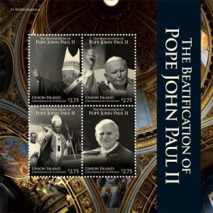 Union Island 2011 - Beatification of Pope John Paul II Sheet of 4 Stamps MNH