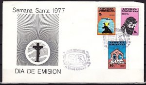 Dominican Rep., Scott cat. 782-783, C256. Holy Week issue. First Day cover.