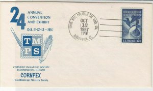 U.S. 1957 24th Annual Ex Corn Belt Philatelic Society Illust Stamp Cover Rf37682