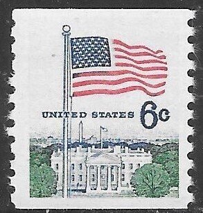 1338A 6c FLAG OVER WHITE HOUSE COIL Mint NH OG VF