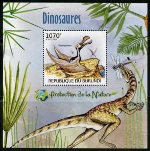 BURUNDI 2012 DINOSAURS  PROTECTION OF NATURE SET OF 4  DELUXE S/S MINT NH