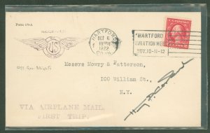 US  Cover was flown from Hartford, CT to New York (Hazelhurst field, Long Island) on October 6, 1922 by Charles H. Ames.  Octobe