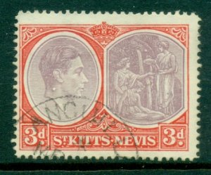 St Kitts Nevis 1938-48 KGVI Pictorial Columbus Looking for Land 3d FU