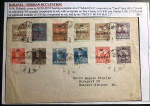 1919 Pecs Hungary Cover Baranya Overprints Serbia Occupation To Budapest
