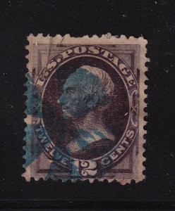 1874 Henry Clay Sc 162 used 12c blackish violet, single stamp CV $140 fault (B