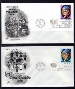 UN New York 252-253 Population Artcraft Set of Two U/A FDC