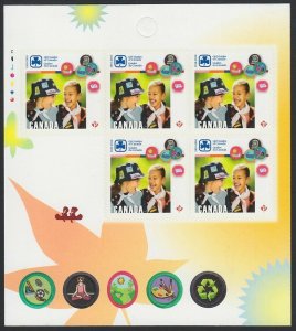 GIRL GUIDES AND BADGES = FRONT Booklet Page of 5 + seals Canada 2010 #2402 MNH