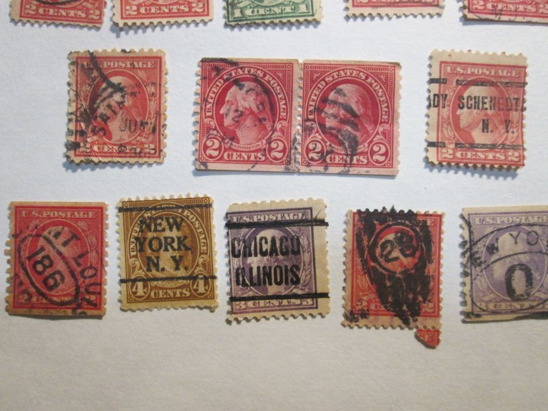 USA lot. Blocks, Washington STAMPS WITH FANCY CANCEL. UNCHEQUED.