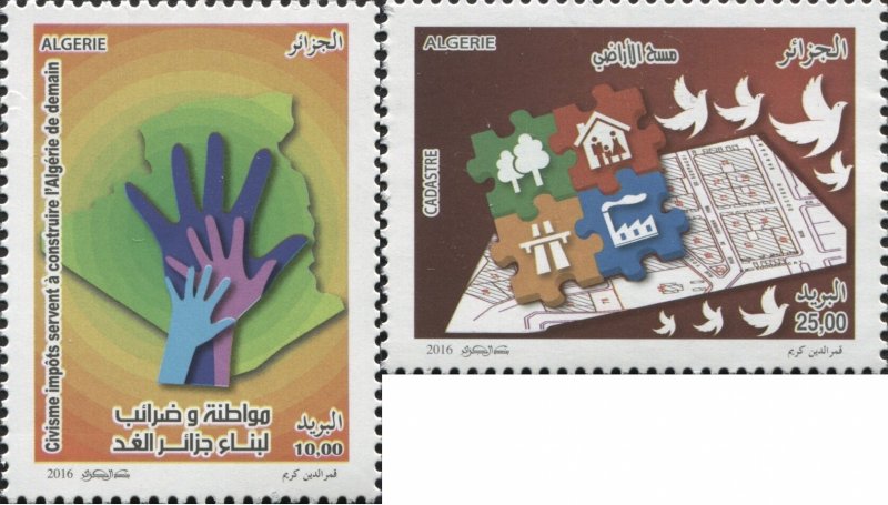 Algeria 2016 MNH Stamps Taxes Geodesy Pigeons Map