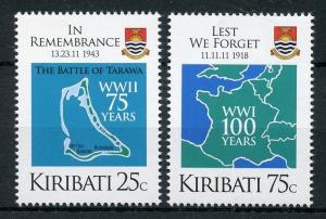 Kiribati Military & War Stamps 2018 MNH WWI WW1 WWII WW2 In Remembrance 2v Set