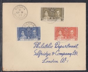 Seychelles Scott 122-4 FDC - 1937 Coronation Issue