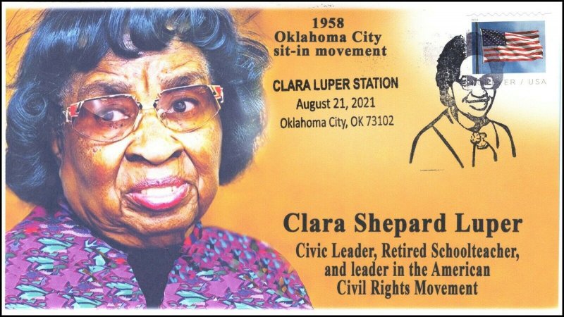 21-217, 2021, Clara Luper, Event Cover, Pictorial Postmark, Oklahoma City, OK,