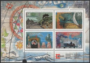 SC#1107b Exploration of Canada: Series 1, Discoverers Souvenir Sheet (1986) MNH