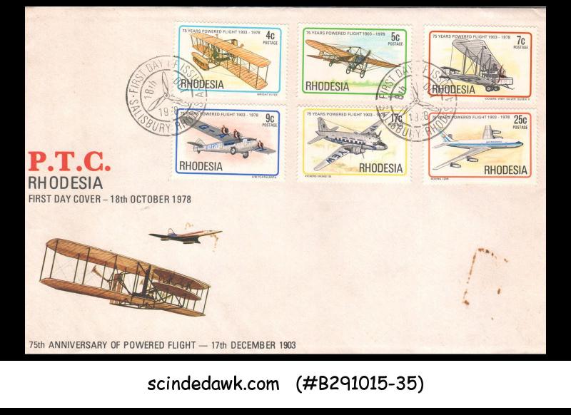 RHODESIA - 1978 75th ANNIVERSARY OF POWERED FLIGHT - 6V - FDC