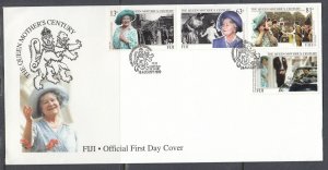 Fiji Scott 858-61 FDC - Queen Mother's Century