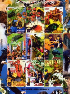 Madagascar 1999 Boy Scouts/Insects/Birds of Pray Sheetlet (9) Perforated MNH