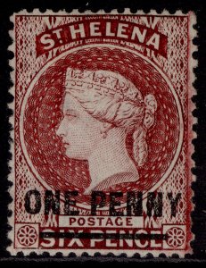 ST. HELENA QV SG21, 1d lake, M MINT. Cat £85.