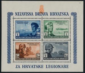 Croatia B37 MNH WWII, Croatian Legion, Aircraft, Warship, Soliders