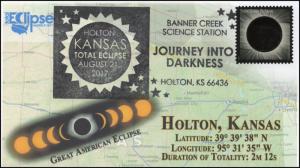 17-206, 2017, Total Solar Eclipse, Holton KS, Event Cover, Pictorial Cancel