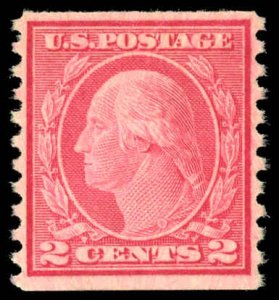 US Sc 492 VF/Mint NO GUM - 1916 2¢ car (Type III) Washington Coil