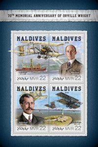 MALDIVES - 2018 - Orville Wright - Perf 4v Sheet - Mint Never Hinged