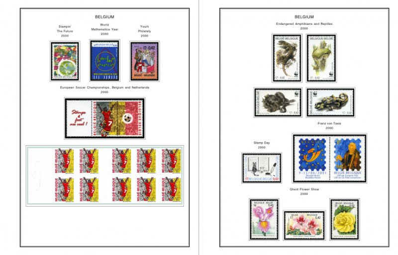 COLOR PRINTED BELGIUM 2000-2010 STAMP ALBUM PAGES (155 illustrated pages)