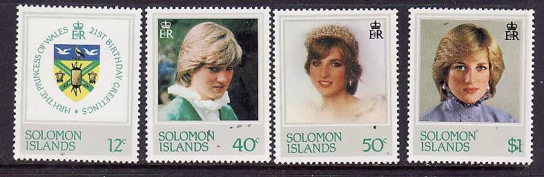 Solomon Is.-Sc#450-2-unused NH set-Royal Wedding-Princess Diana-1981-