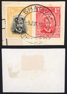 Southern Rhodesia SG11 SG2 1/6 and 1d Perf 14 Values Used on Piece