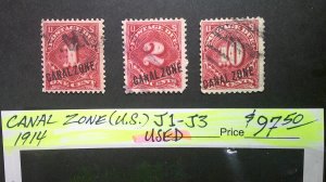 U.S. Canal Zone 1914 Postage Due Scott# J1-J3 USED VF-XF (C)